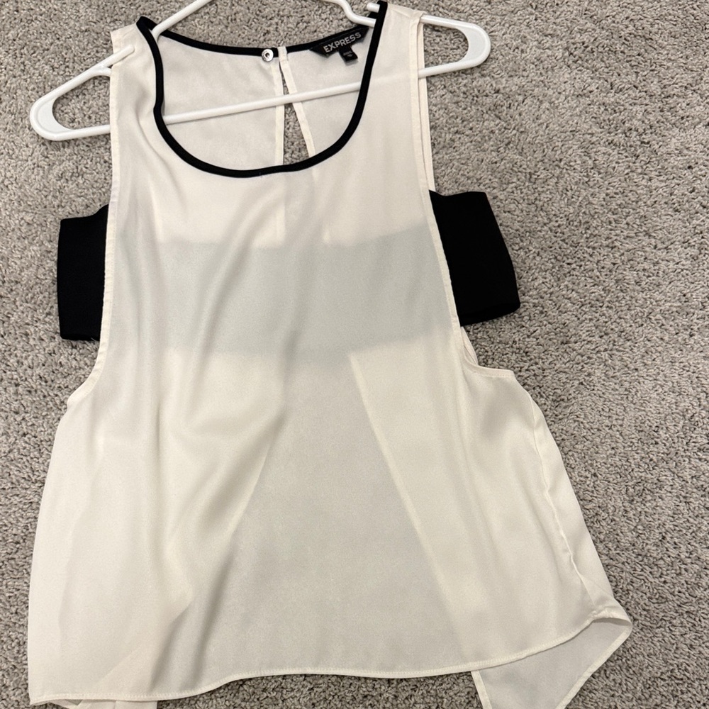 Express Cream and Black Sleeveless Layered Top